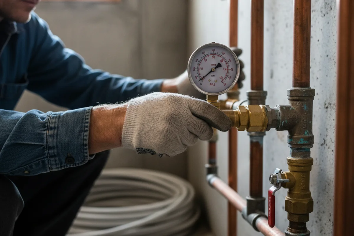 Pressure testing a repaired line during Water Line Repair in Covington